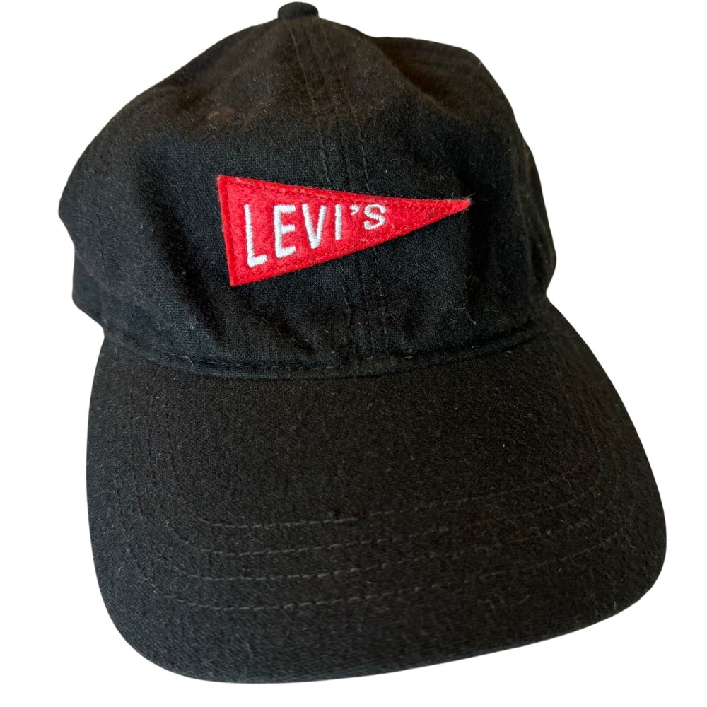 Levi's Pennant Logo Baseball Cap‎ Mens OS Black Wool Blend Strapback Hat